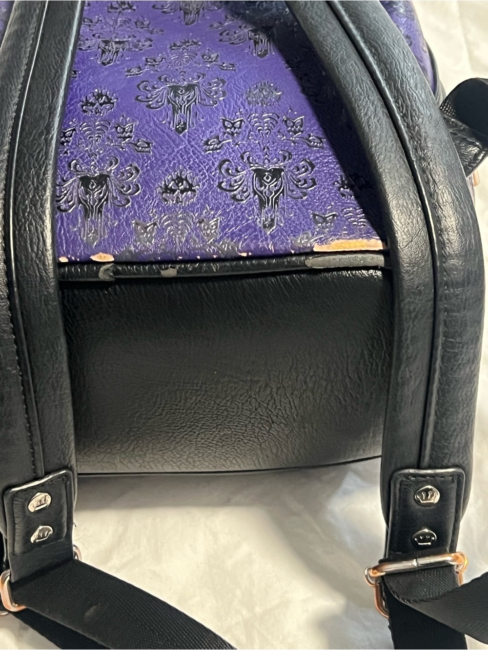Loungefly Disney Parks Haunted Mansion Mini Backpack Purple/Black Used - Picture 3 of 8